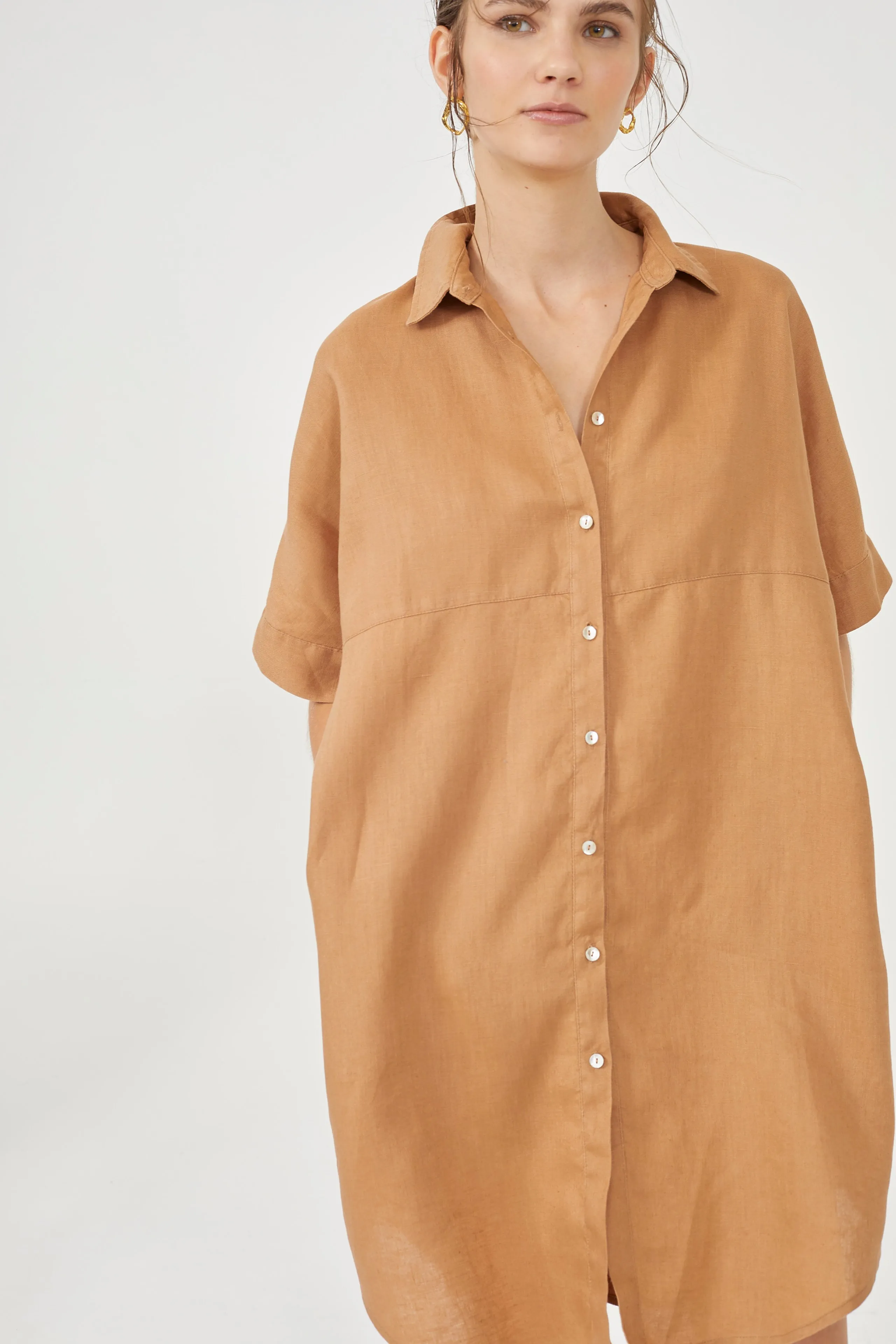 Alba Shirt Dress - Camel