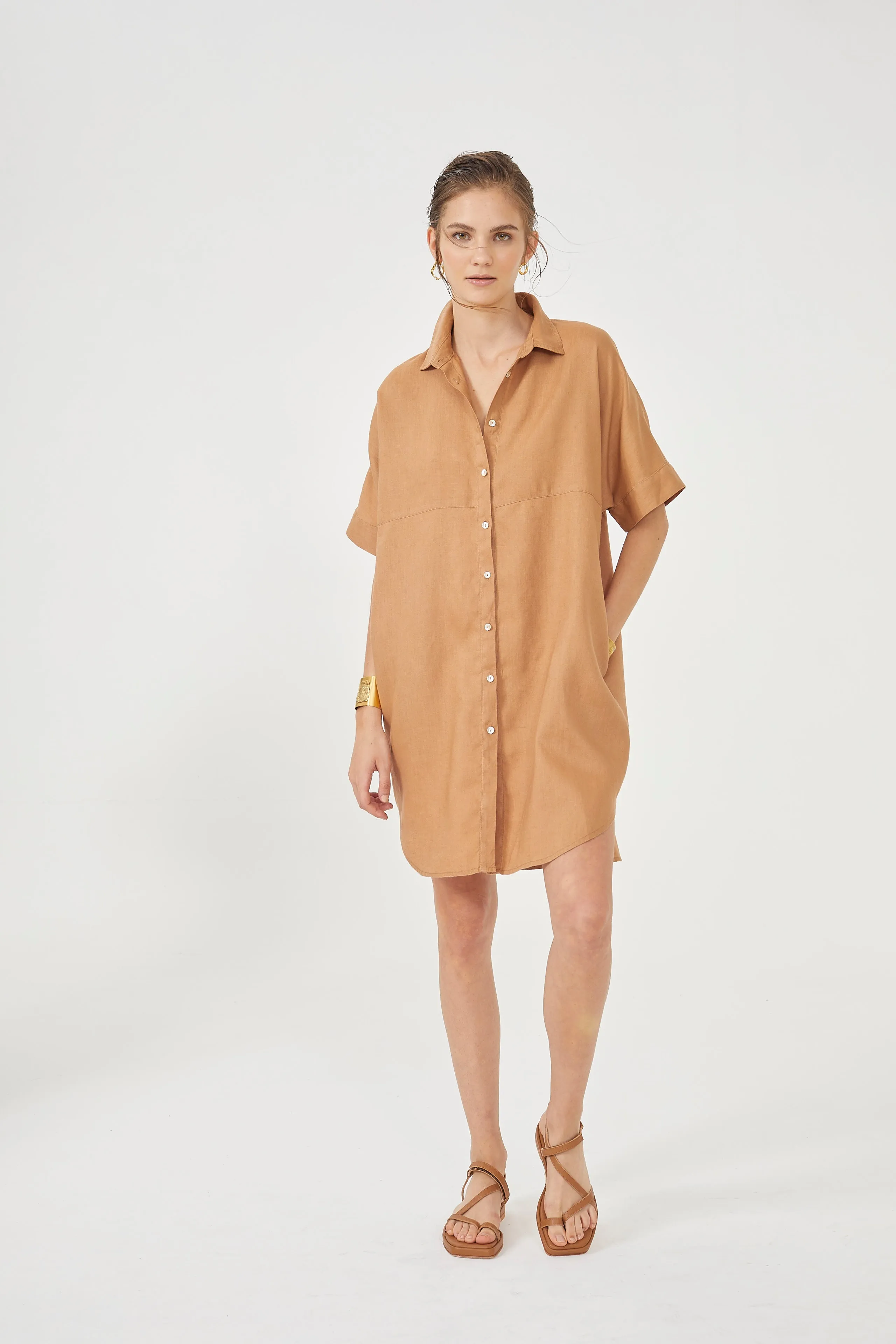 Alba Shirt Dress - Camel