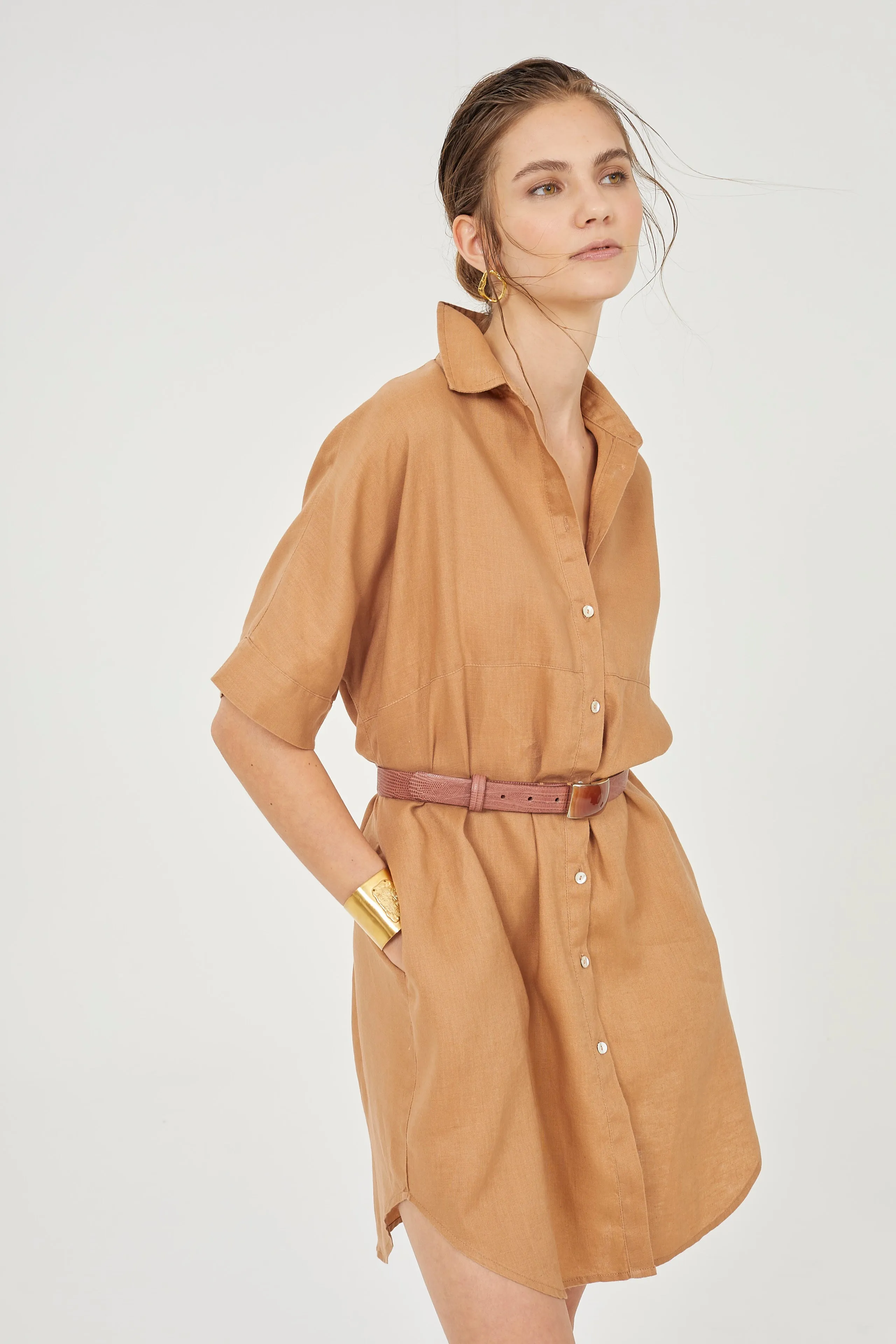 Alba Shirt Dress - Camel