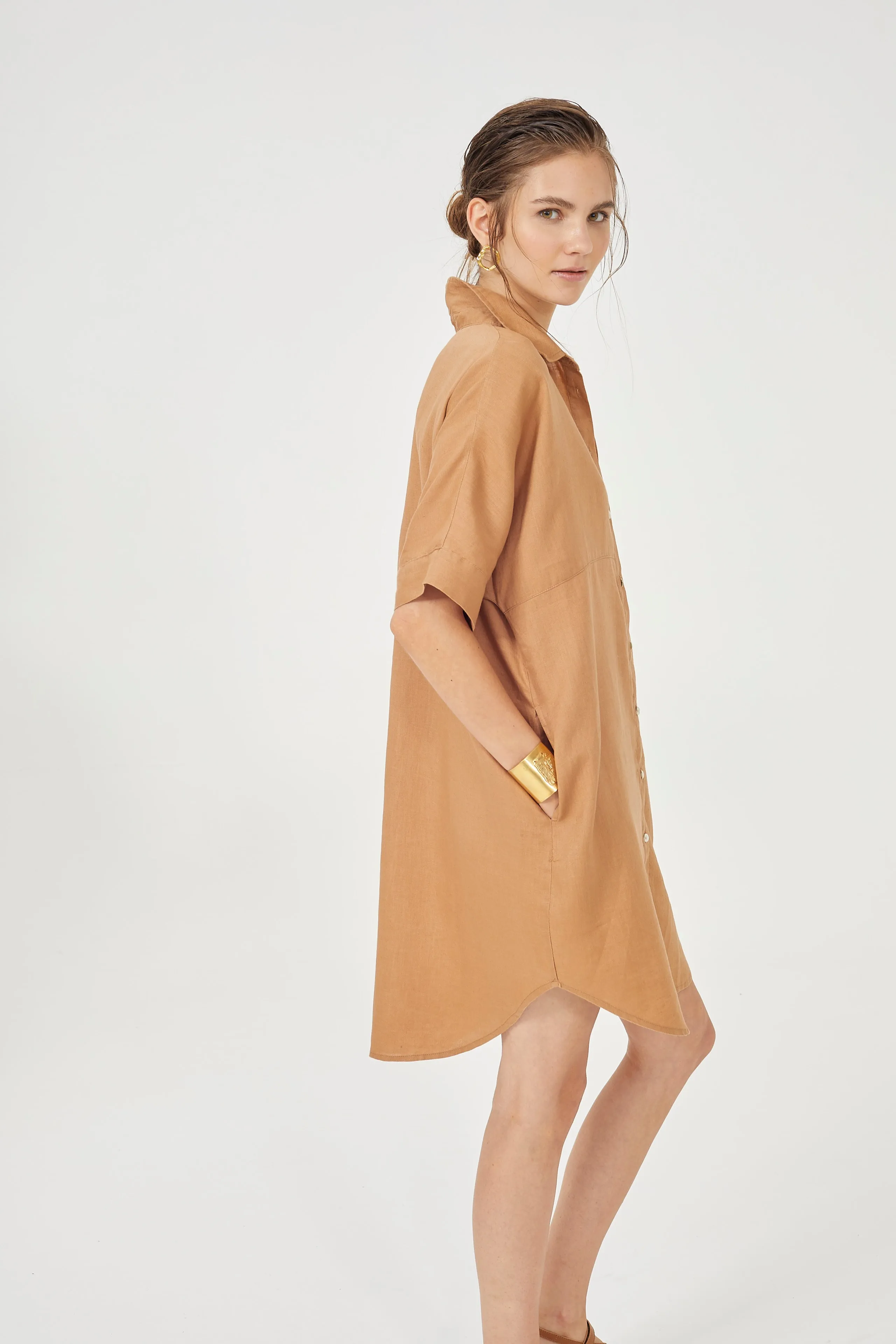 Alba Shirt Dress - Camel