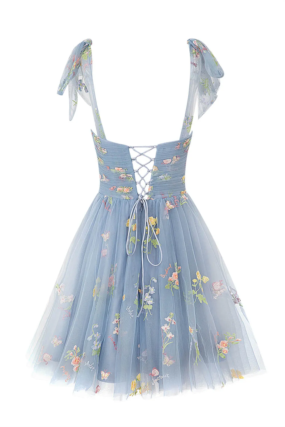 Aline Short Sweetheart Tulle Floral Homecoming Dress