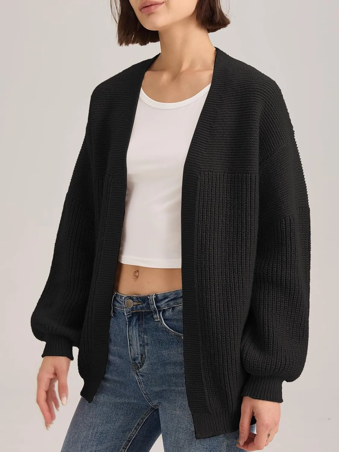 ALLOVIN Womens Open Front Chunky Knit Cardigan, Oversized Soft Long Sleeve Sweater for Spring Fall 2025