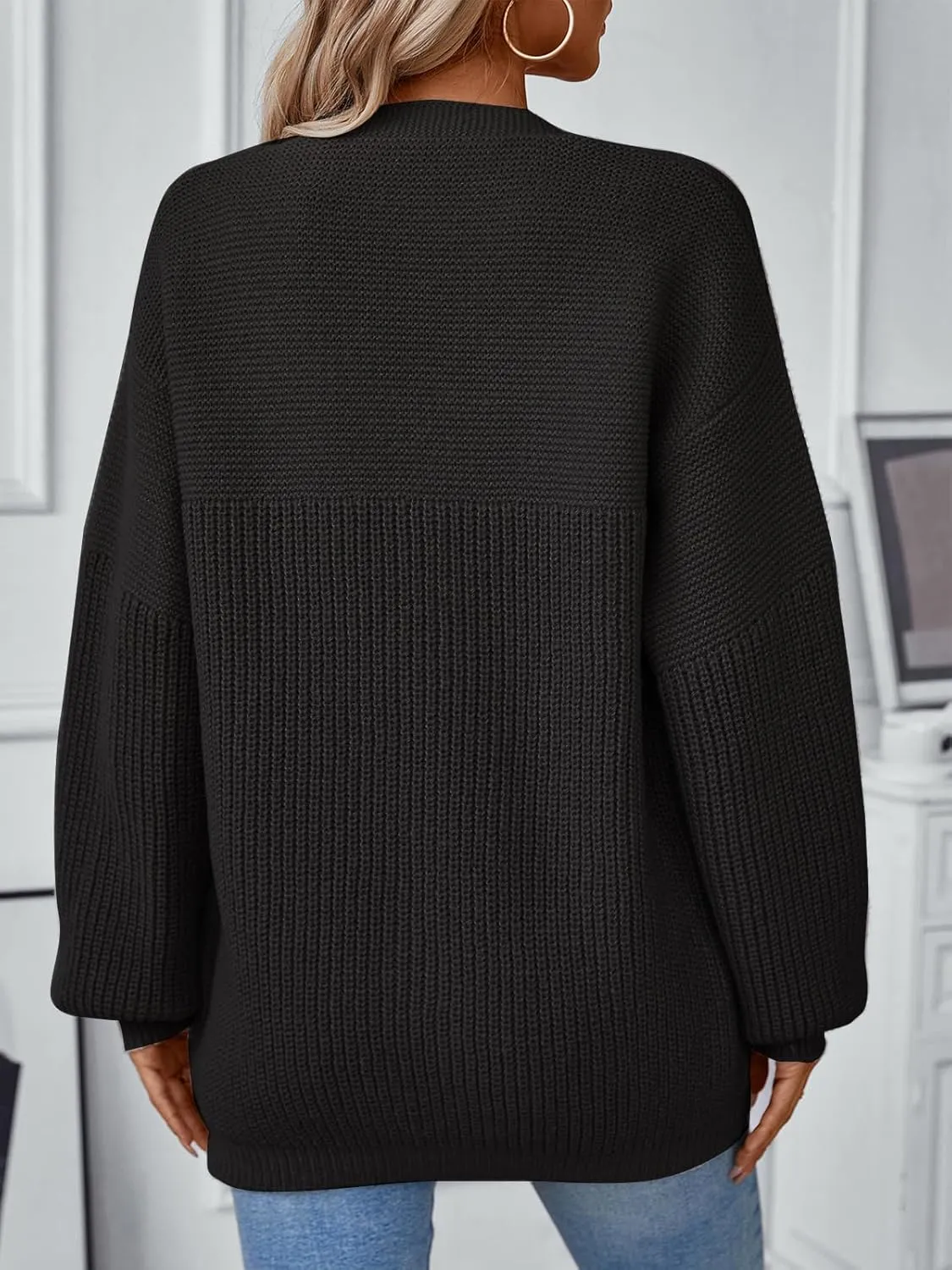 ALLOVIN Womens Open Front Chunky Knit Cardigan, Oversized Soft Long Sleeve Sweater for Spring Fall 2025