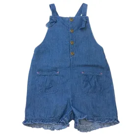Baby Girl's denim chambray overall shorts