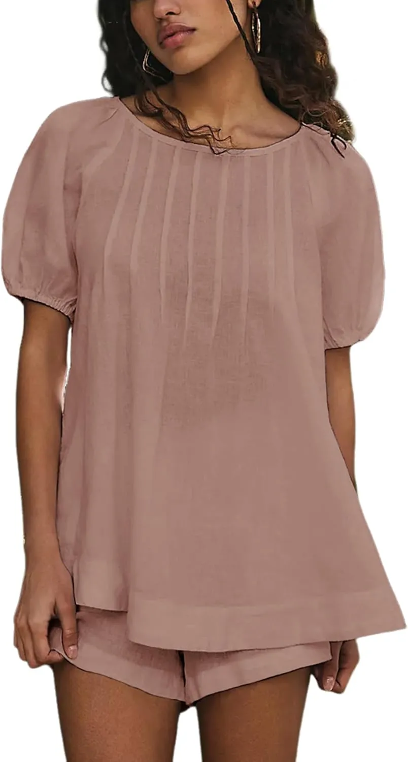 Bianstore Women's Casual Pleated Swing Tee Shirts Loose Babydoll Peplum Tunic Tops