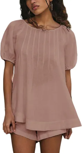 Bianstore Women's Casual Pleated Swing Tee Shirts Loose Babydoll Peplum Tunic Tops