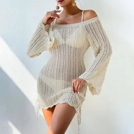 Bohemian Breeze Off-Shoulder Crochet Cover-Up
