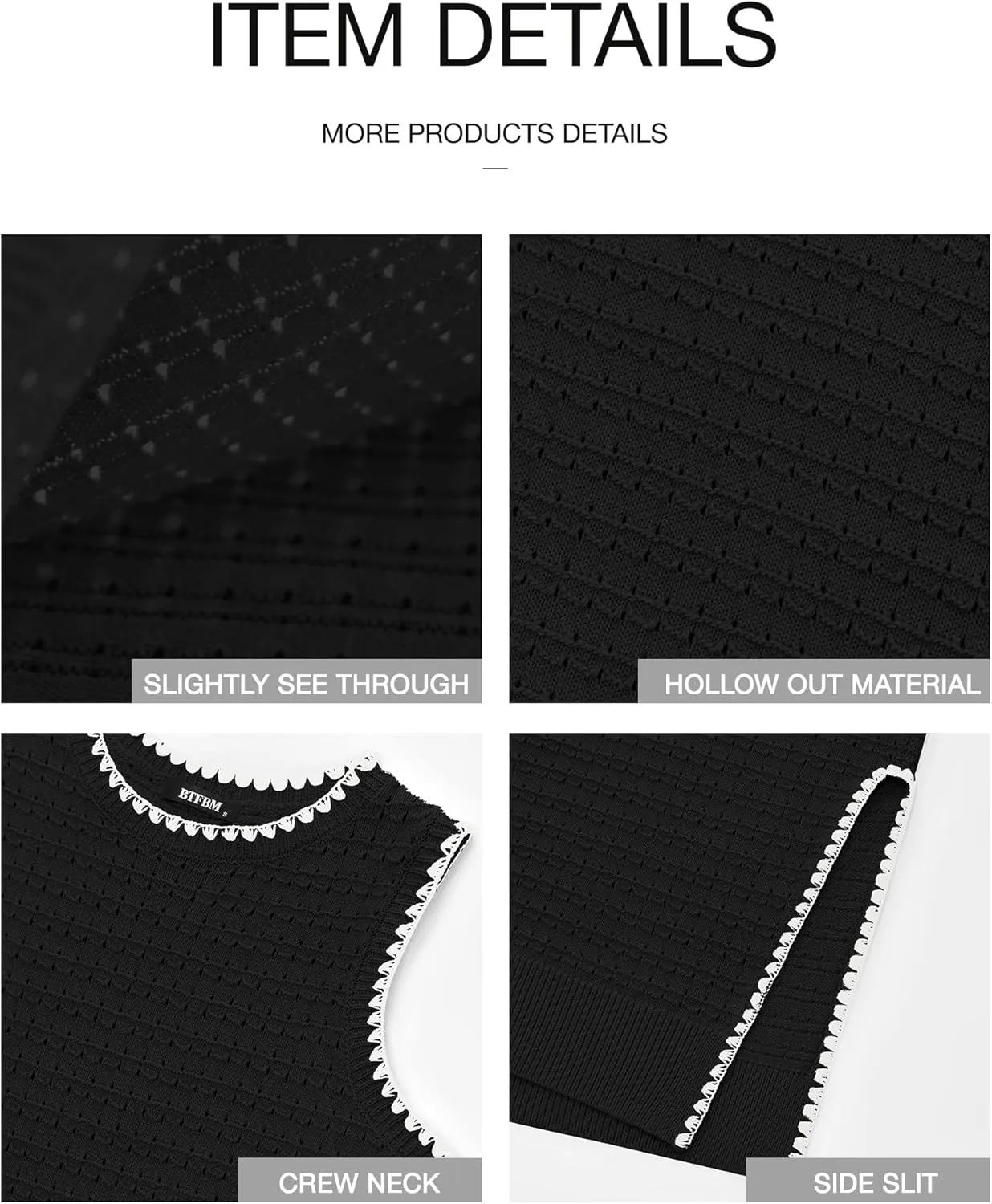 BTFBM Womens Knit Bodycon Midi Dress Casual Sleeveless See Through Cover Up Dresses Crew Neck Slit Tank Summer Dresses