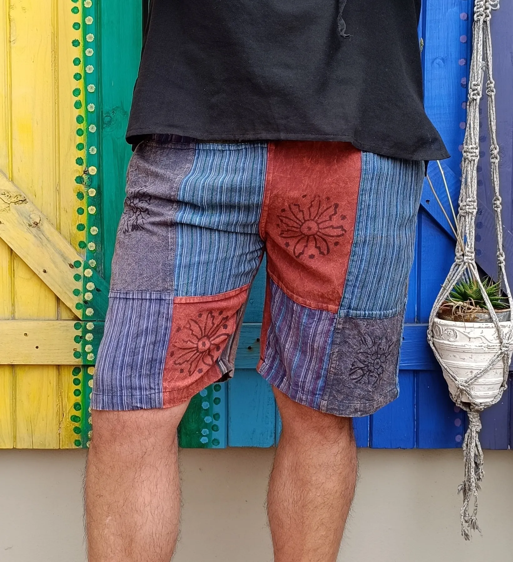 Cotton Hippie Men's Shorts Patchwork Dharke Khaddar Shorts