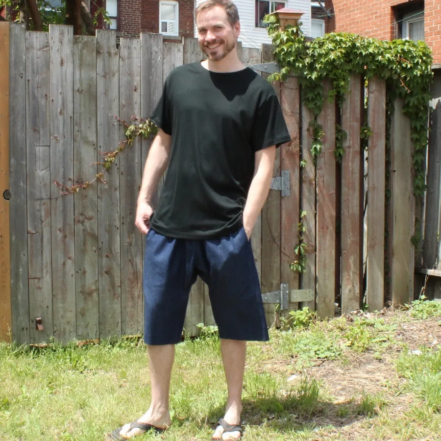 Denim Streetwear Shorts with Pockets for Men