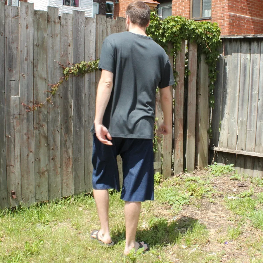 Denim Streetwear Shorts with Pockets for Men