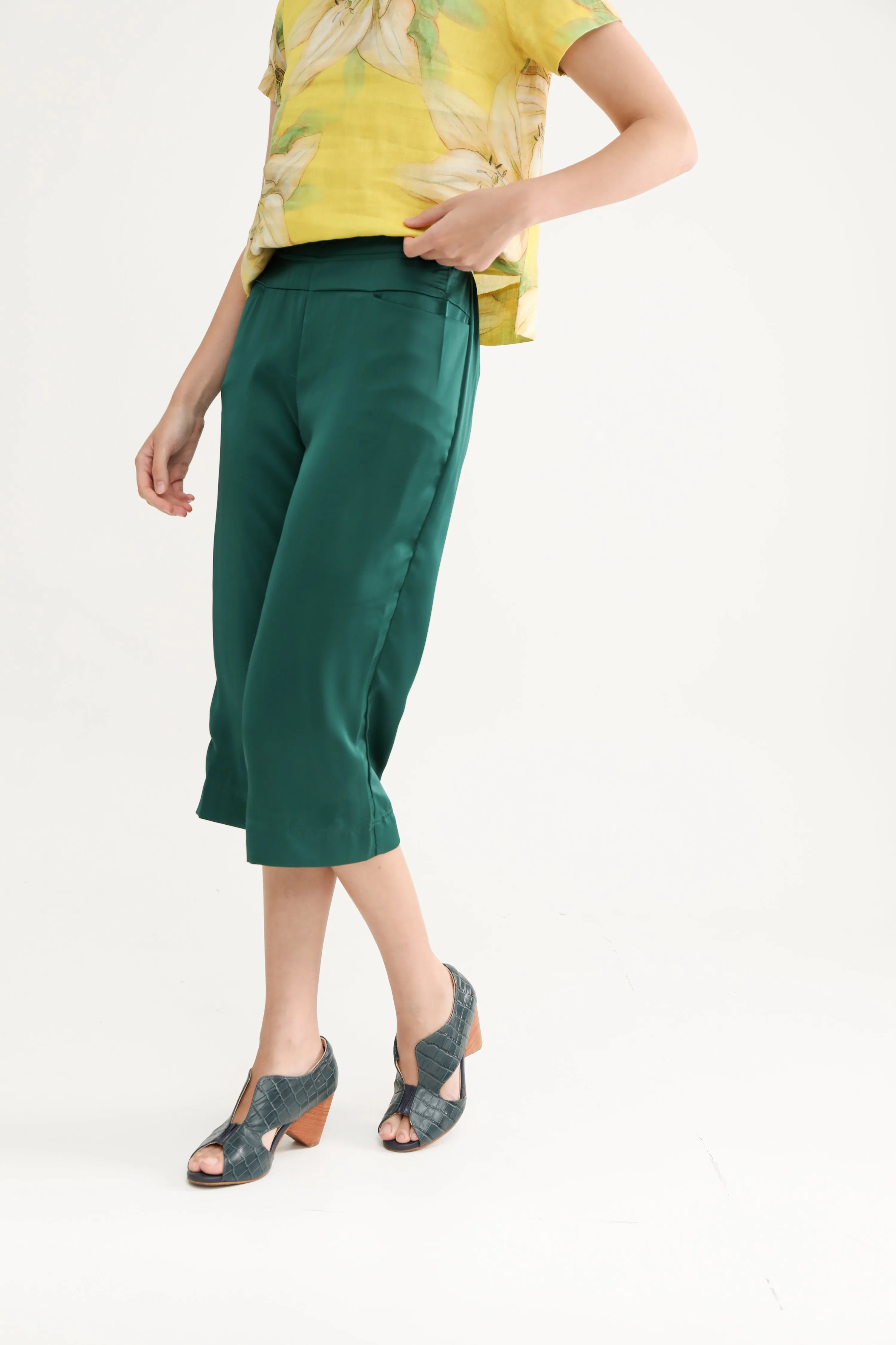 Emerald Green Satin Culottes  ( NEW )