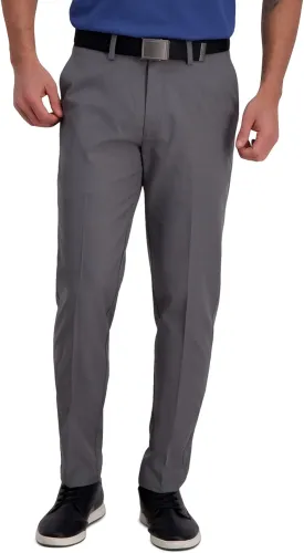 Haggar Men's Cool Right Performance Flex Stria Slim Fit Flat Front Pant