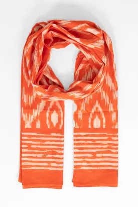Indie Lightweight Cotton Scarf - Orange, Aztec