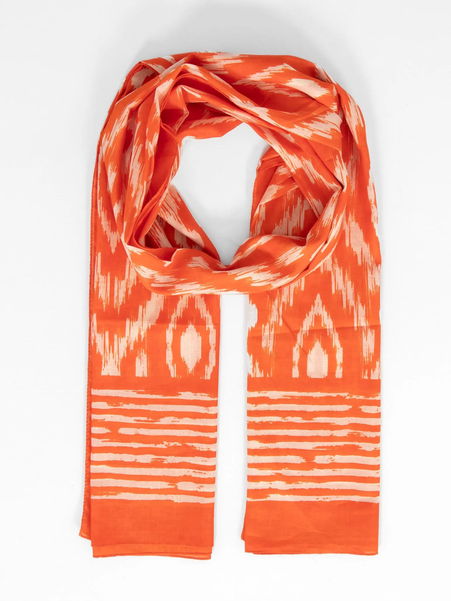 Indie Lightweight Cotton Scarf - Orange, Aztec