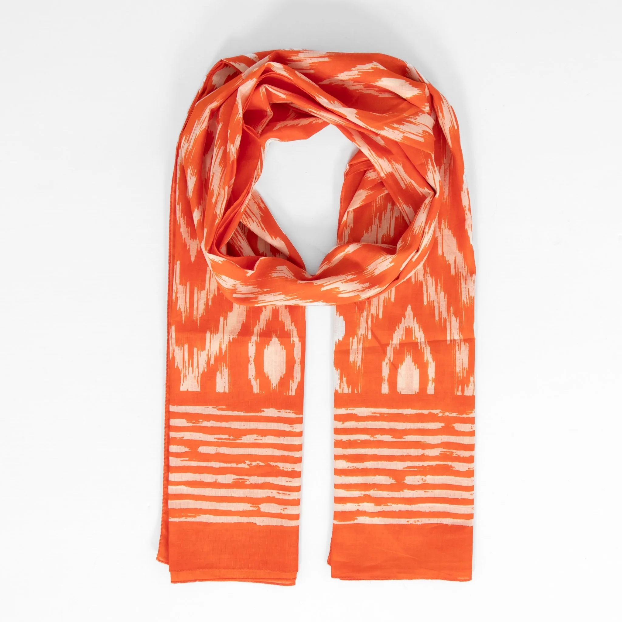 Indie Lightweight Cotton Scarf - Orange, Aztec
