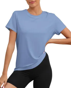 KevaMolly Workout Tops for Women UPF50  Breathable Loose Fit Yoga T Shirts Short Sleeve Running Gym Athletic Tee Top