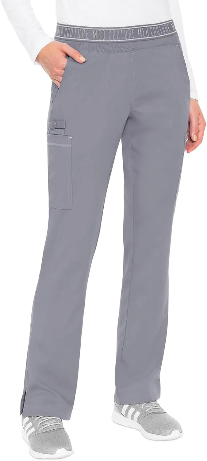 Med Couture Women's Yoga Pull-On Pant with 7 Pockets Ultra-Soft Rib-Knit Waistband and 2-Way Stretch Technology - MC7739