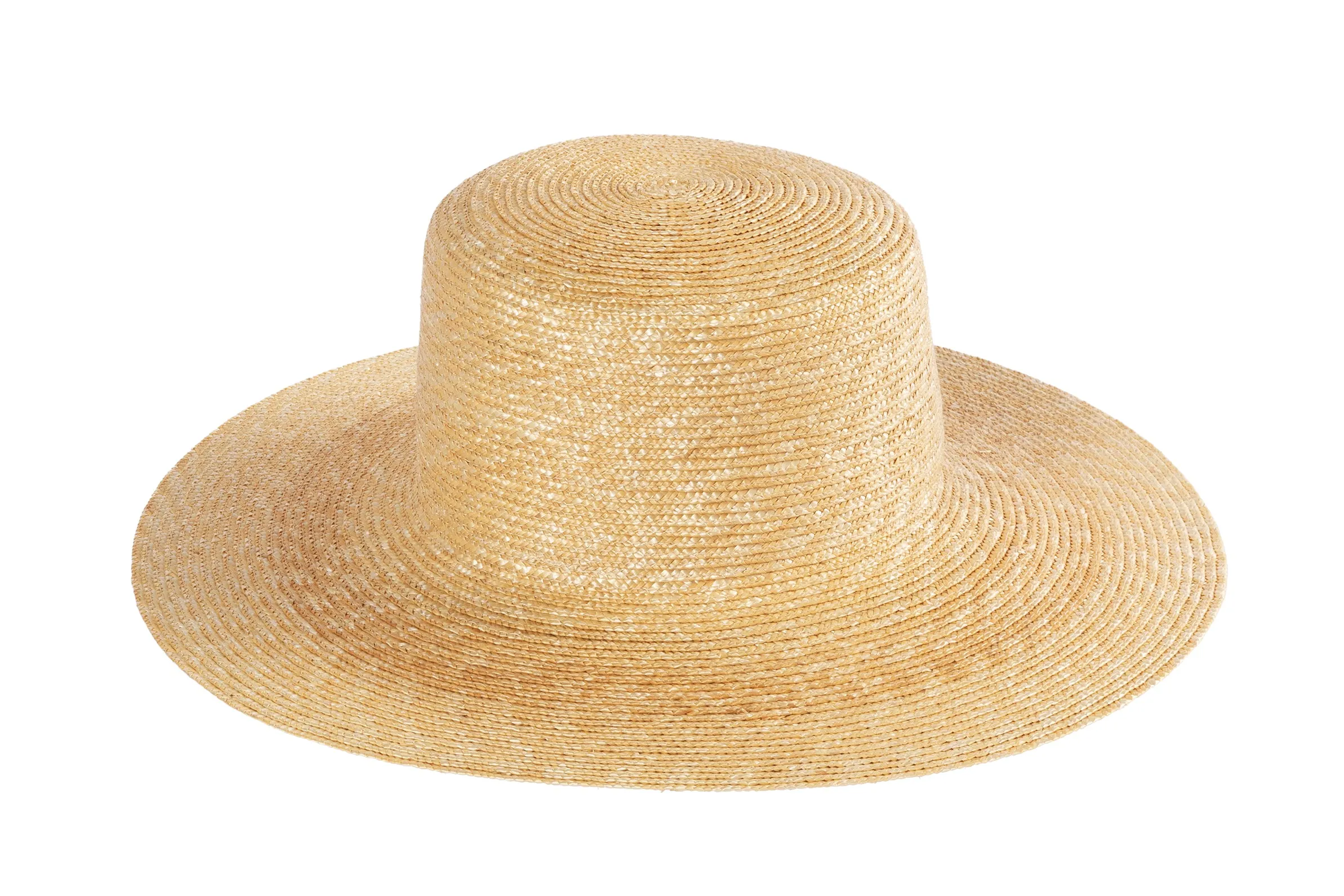 Medium Brim Flat Top Hat in Sand Straw