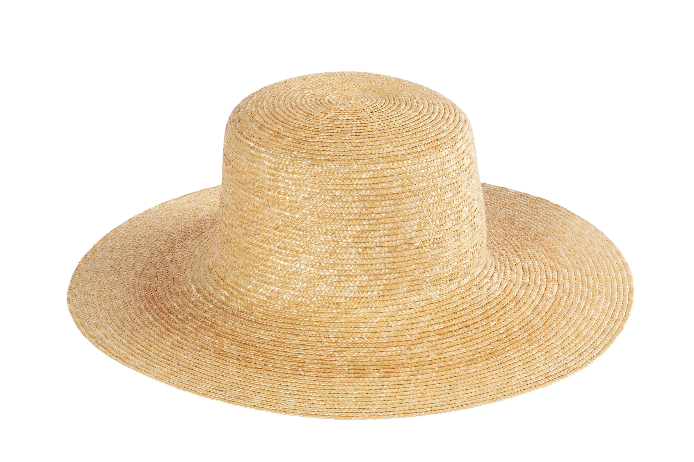 Medium Brim Flat Top Hat in Sand Straw