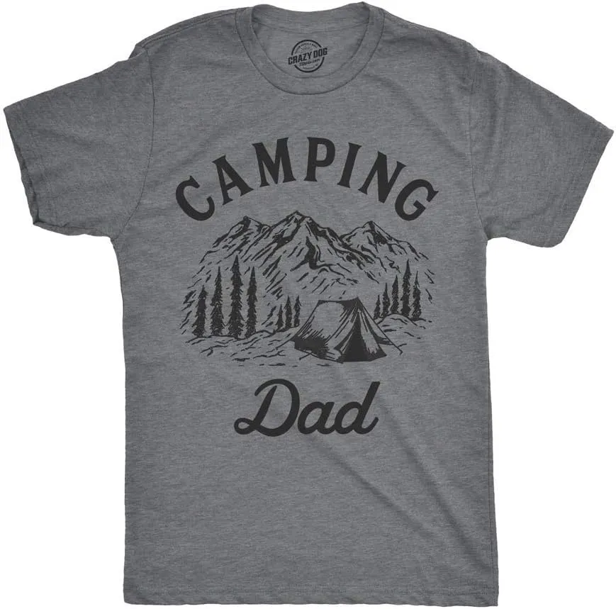 Mens Camping Dad T Shirt Cool Outdoor Vacation Fathers Day Tee