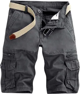 Mens Cargo Shorts Cotton Work Shorts Multi Pocket Casual Workout Shorts for Men NO Belt