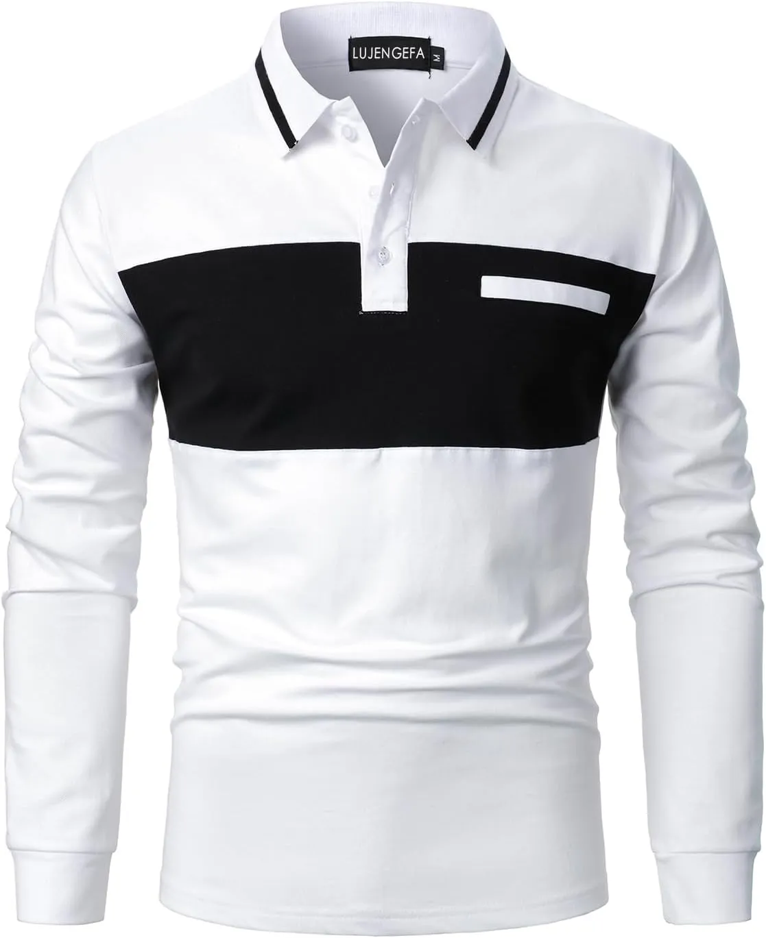 Mens Polo Shirts Short/Long Sleeve Casual Color Block Golf Polo T Shirt Stylish Contrast Collar Cotton Tops for Men