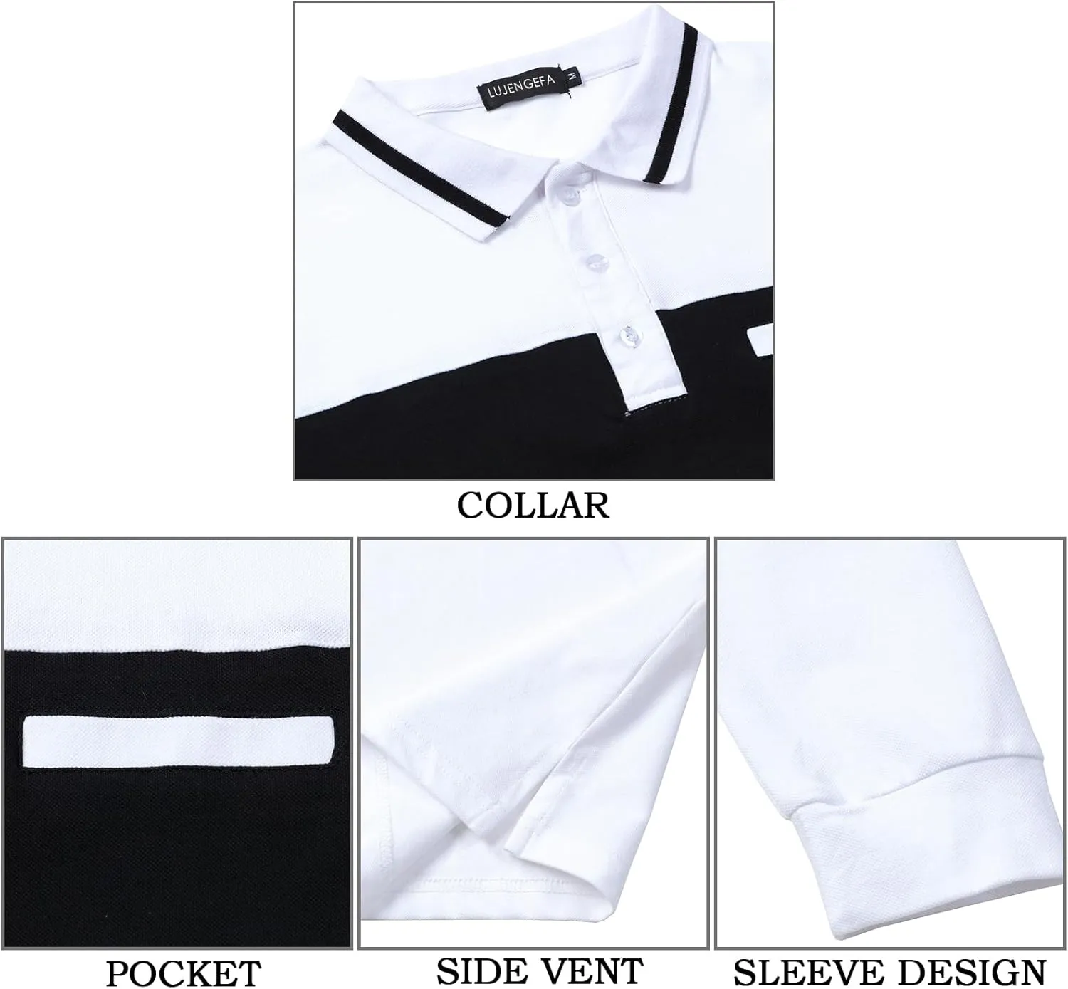 Mens Polo Shirts Short/Long Sleeve Casual Color Block Golf Polo T Shirt Stylish Contrast Collar Cotton Tops for Men