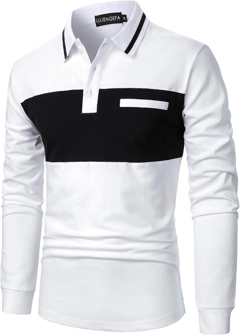 Mens Polo Shirts Short/Long Sleeve Casual Color Block Golf Polo T Shirt Stylish Contrast Collar Cotton Tops for Men
