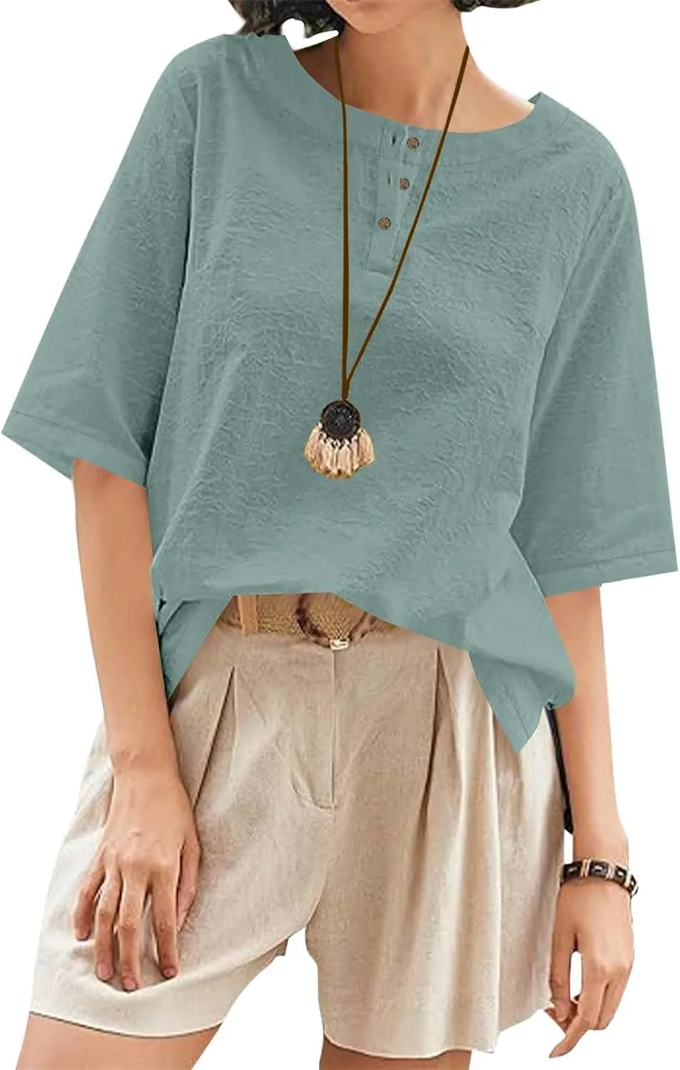 Mexican Embroidered Tops for Women Summer Cotton Linen Shirt Trendy Round Neck Tees Casual Short Sleeve Top