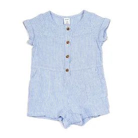 Old Navy Blue White Striped Girls Romper 3-6M