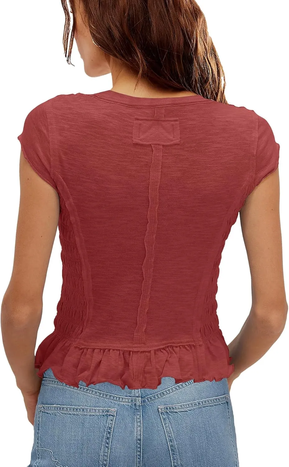 Panadila Womens Crop Tops Short Sleeve Shirts Ruched Fitted T Shirts Summer Going Out Tops Y2k Baby Tees