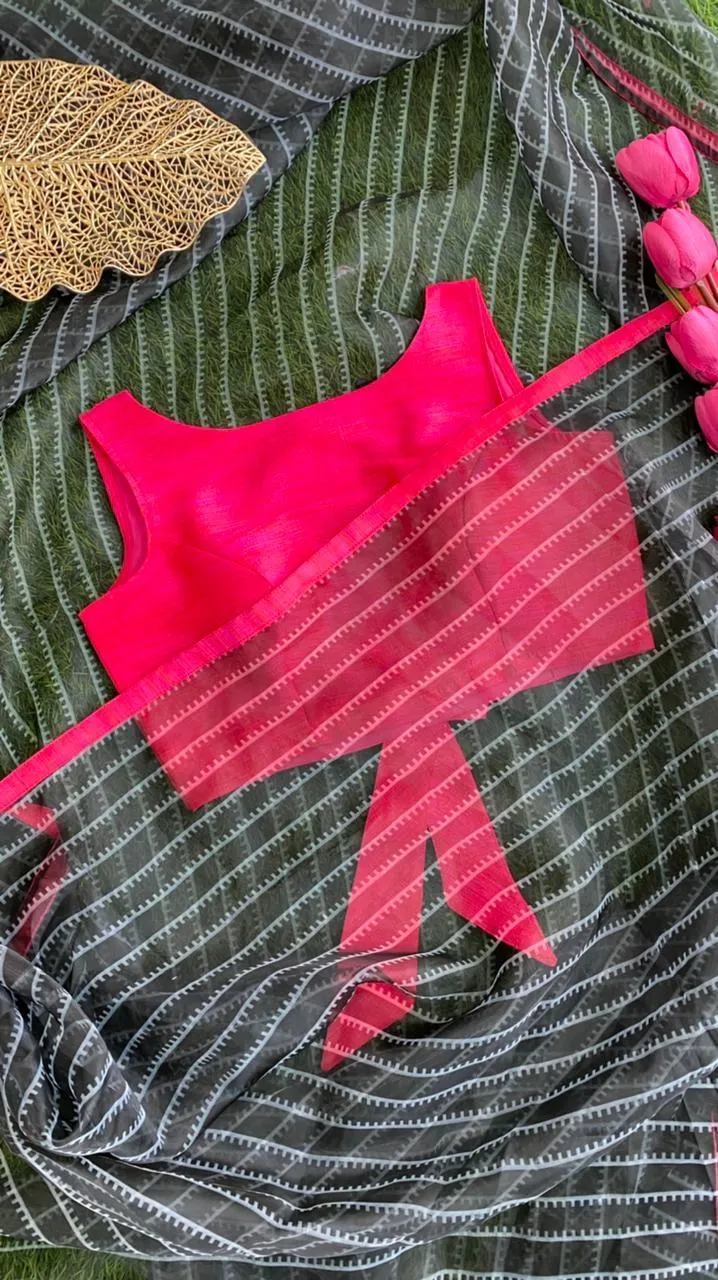 Pink silk bow patterned blouse