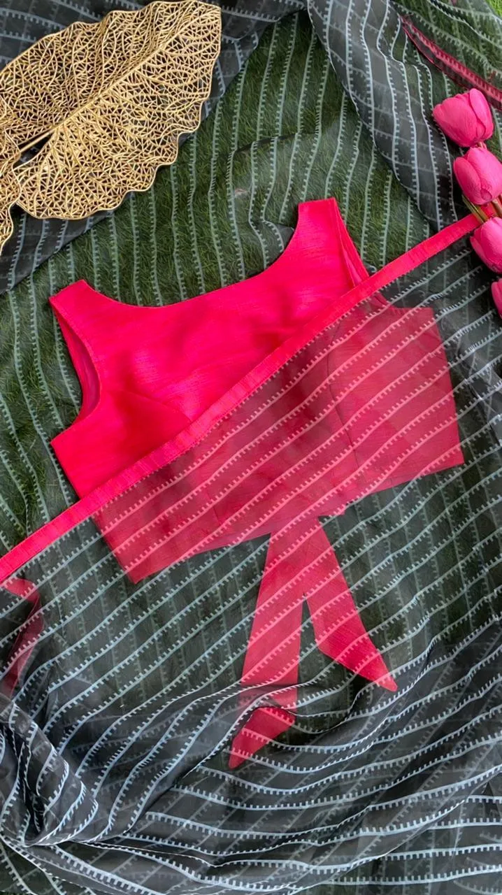 Pink silk bow patterned blouse