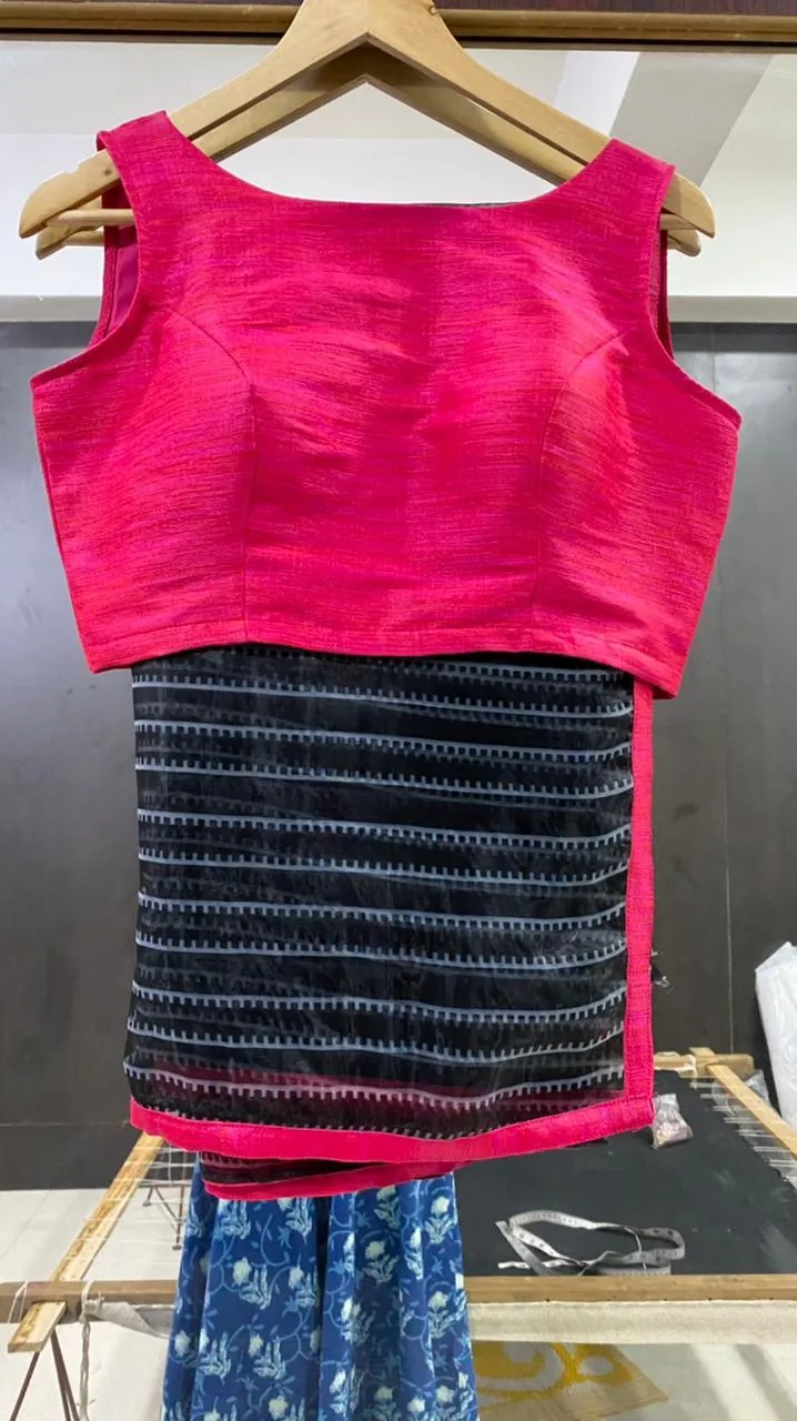Pink silk bow patterned blouse