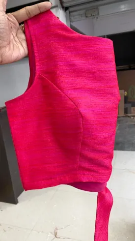 Pink silk bow patterned blouse