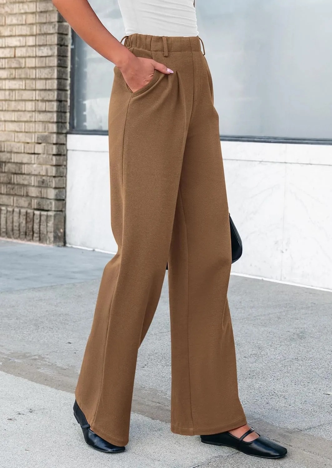PRETTYGARDEN Women's Wide Leg Dress Pants Dressy Casual High Elastic Waisted Work Office Trousers Palazzo Pants