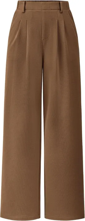 PRETTYGARDEN Women's Wide Leg Dress Pants Dressy Casual High Elastic Waisted Work Office Trousers Palazzo Pants