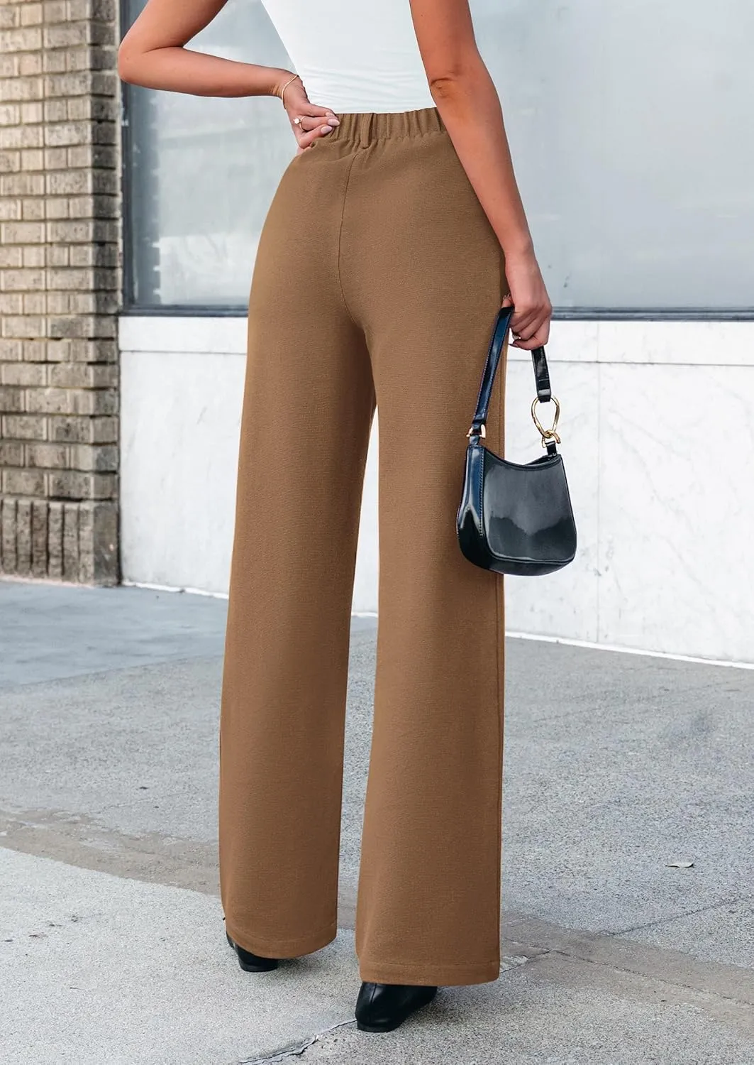 PRETTYGARDEN Women's Wide Leg Dress Pants Dressy Casual High Elastic Waisted Work Office Trousers Palazzo Pants