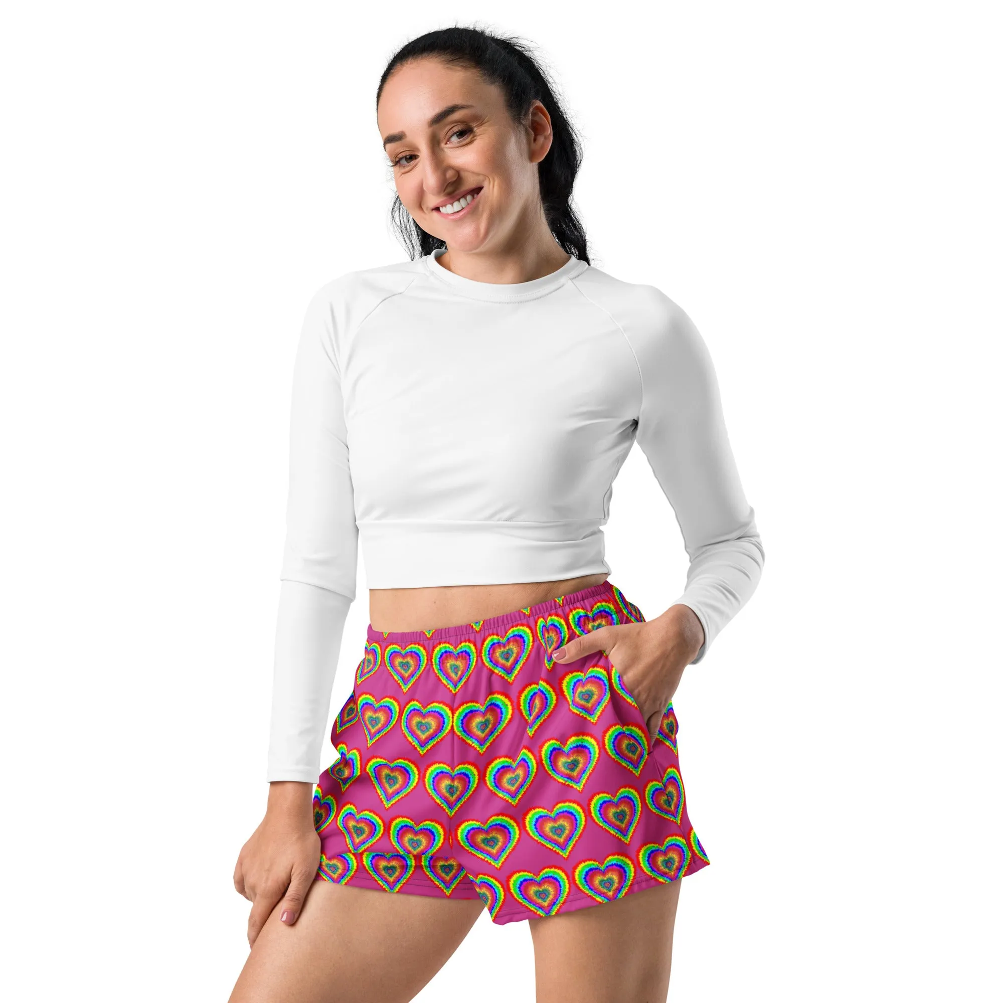 Rainbow Hearts Women's Short Shorts