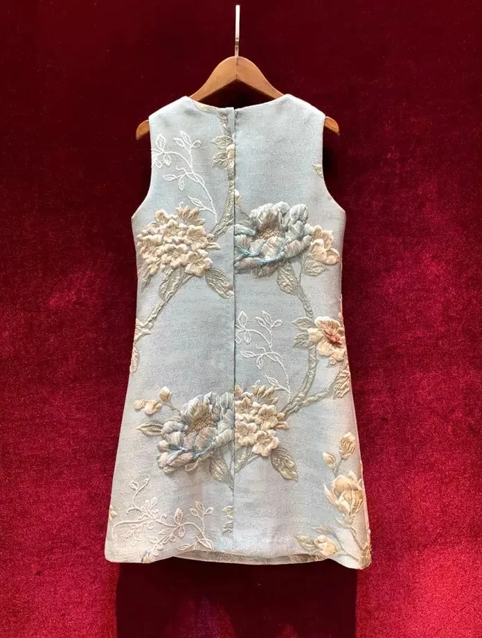 Rose Flower Jacquard A Line Dress