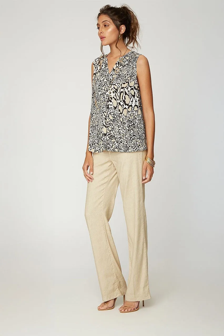 Sleeveless Pintuck Blouse Animal print | Abstract Jaguar