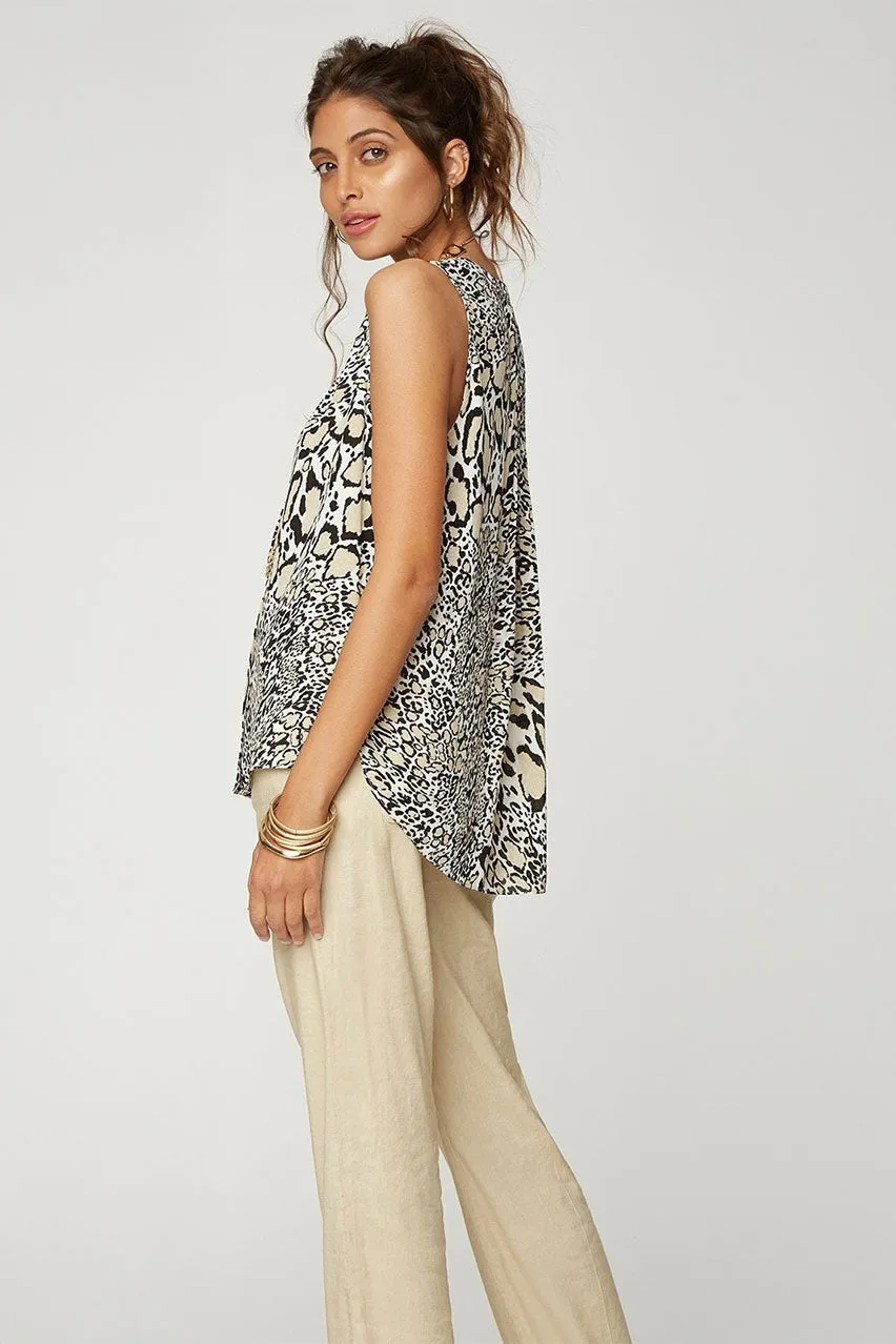 Sleeveless Pintuck Blouse Animal print | Abstract Jaguar