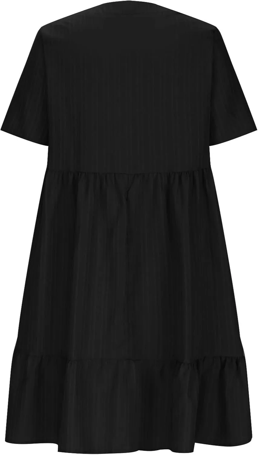 Summer Dresses for Women 2025 Vacation Short Sleeve v Neck Mini T Shirt Dress Pleated Ruffle Flowy Beach Sundresses