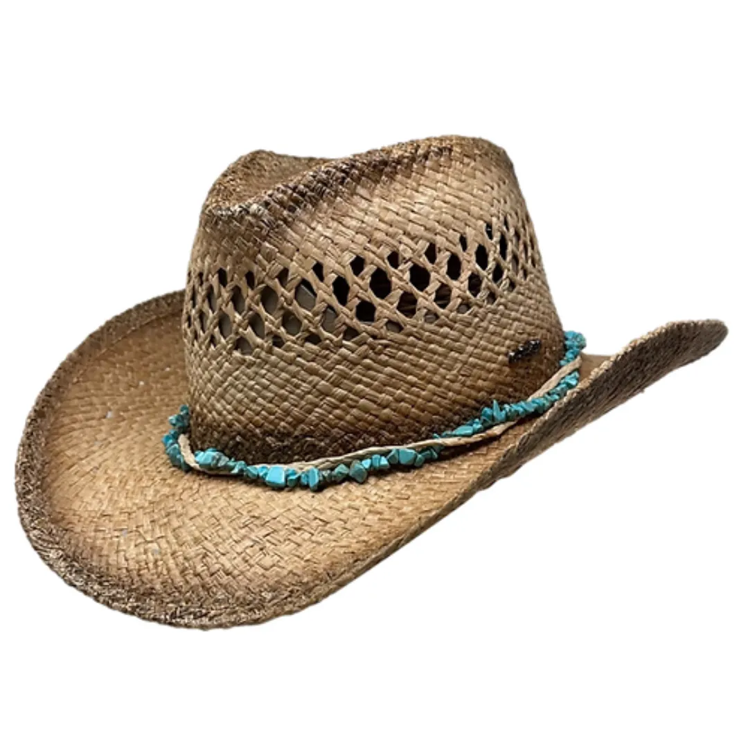 Sundance Straw Hat With Turquoise Stone Band