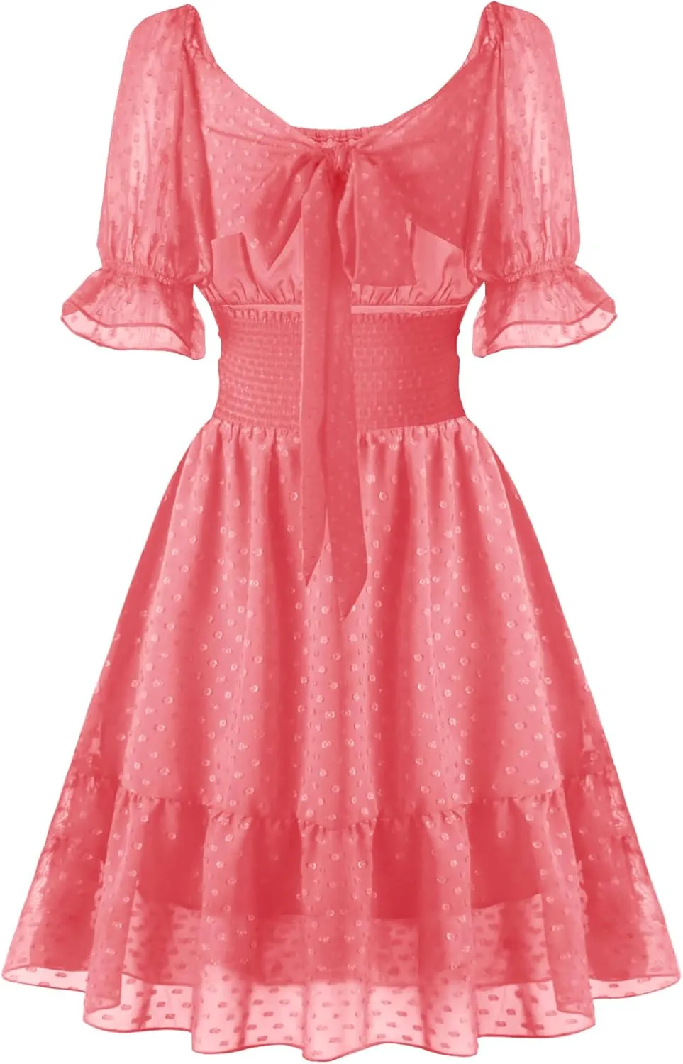 tagunop Women's Summer Casual Dress Smocked Square Neck Mini Dresses Ruffle Short Sleeve Sundress