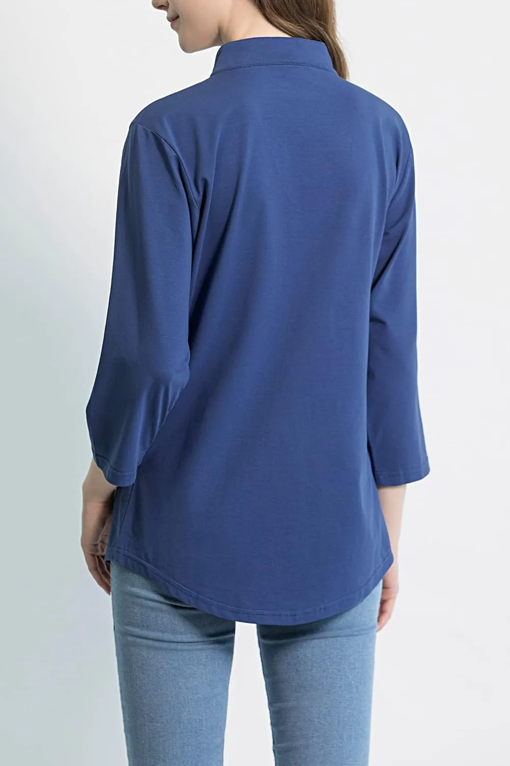 Tie G U Style Women's 3/4 Sleeve V Neck Stretch Loose Tunic Tops Casual Cotton Blouse Henley Collared Breathable Work Shirt