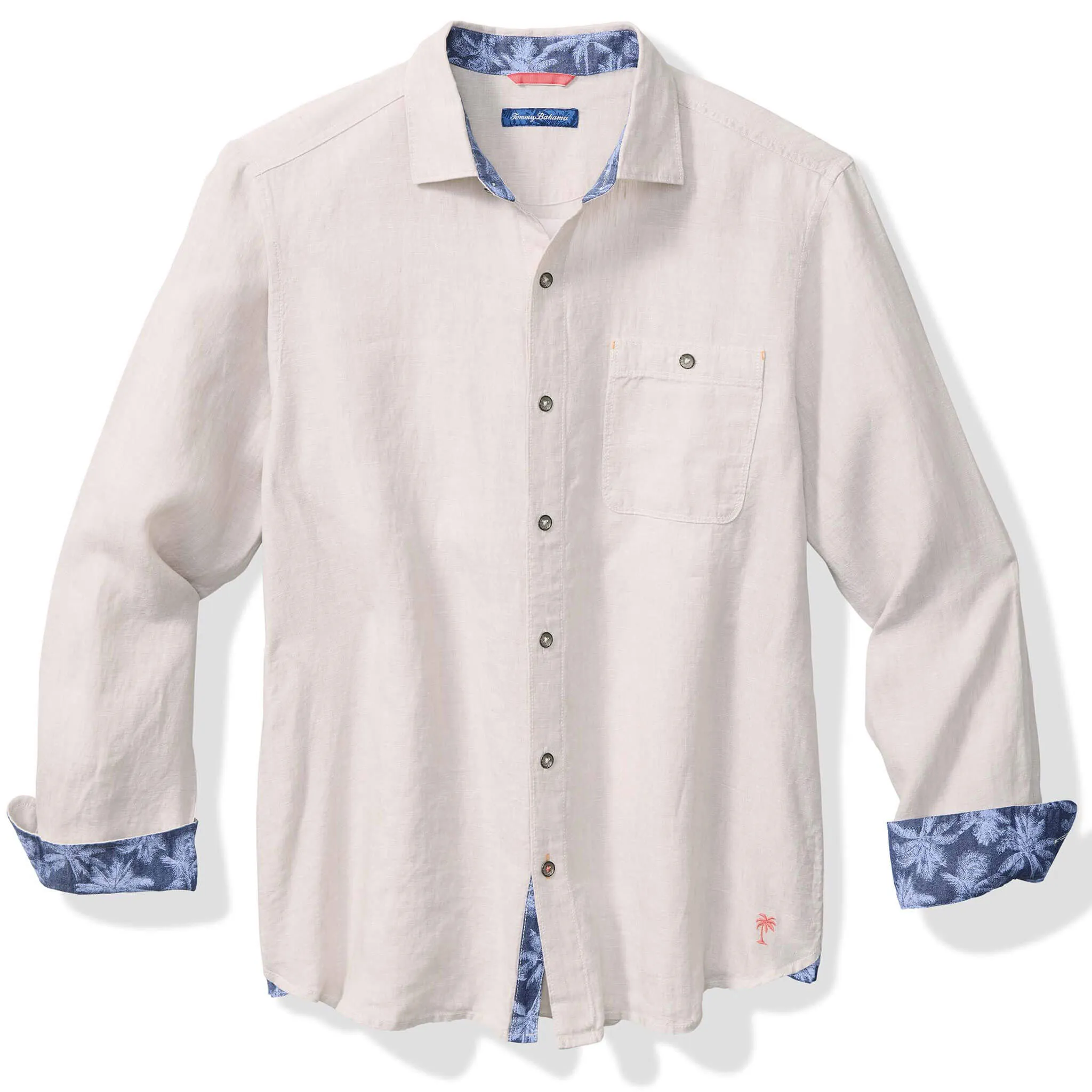 Tommy Bahama Men's Del Mar Island Linen Embroidered Sport Shirt - Natural