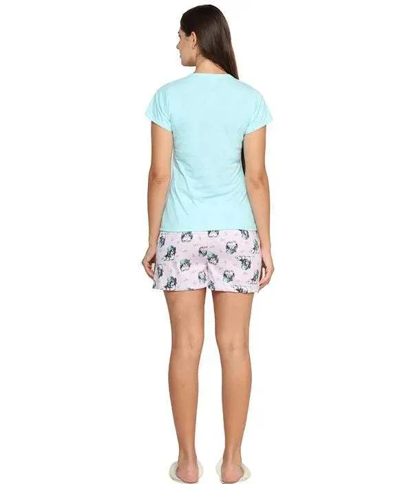Velure Cat Print Shorts Set