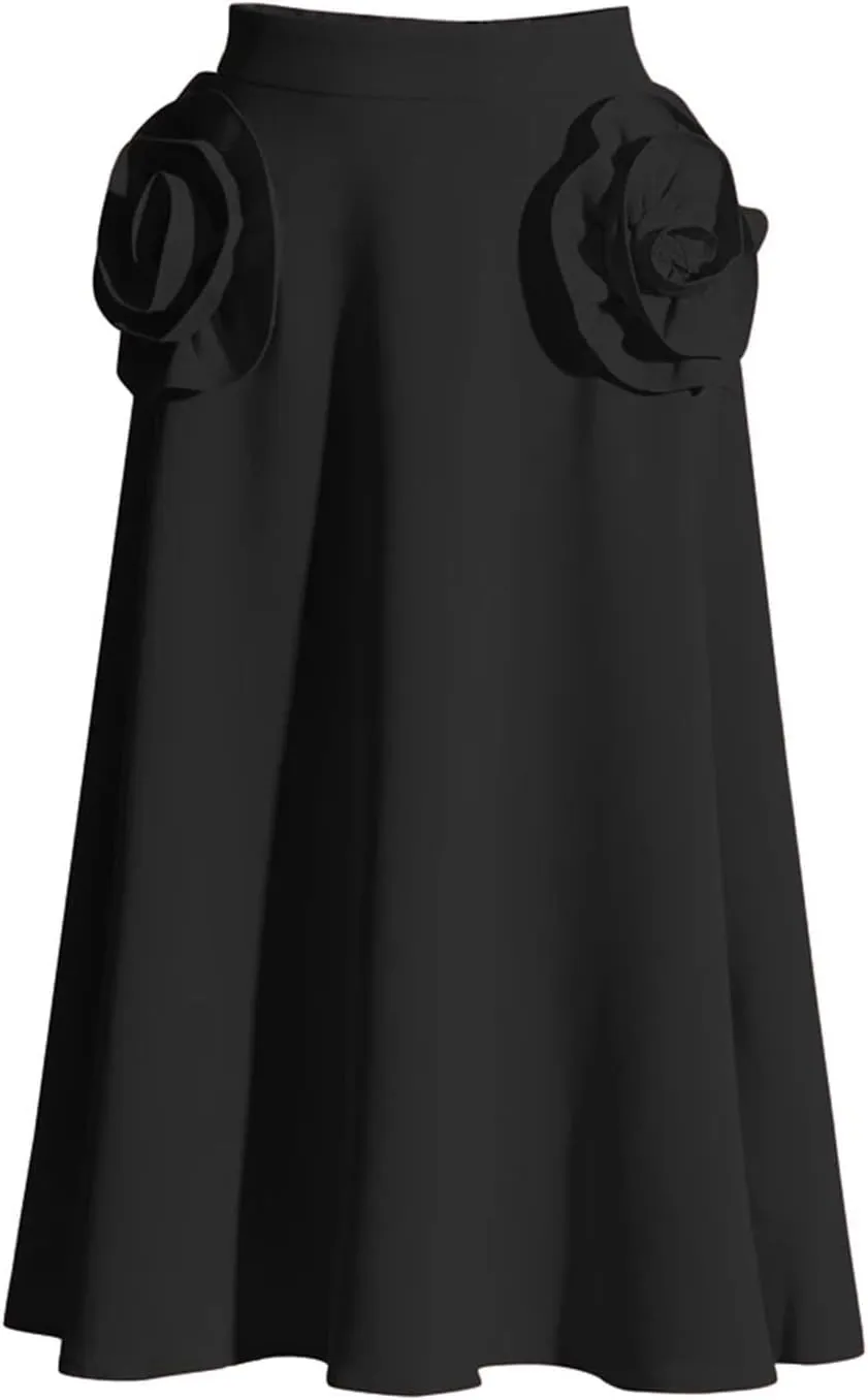 Women's Folded Patchwork Skirt, Elegant High Waist Skirt
